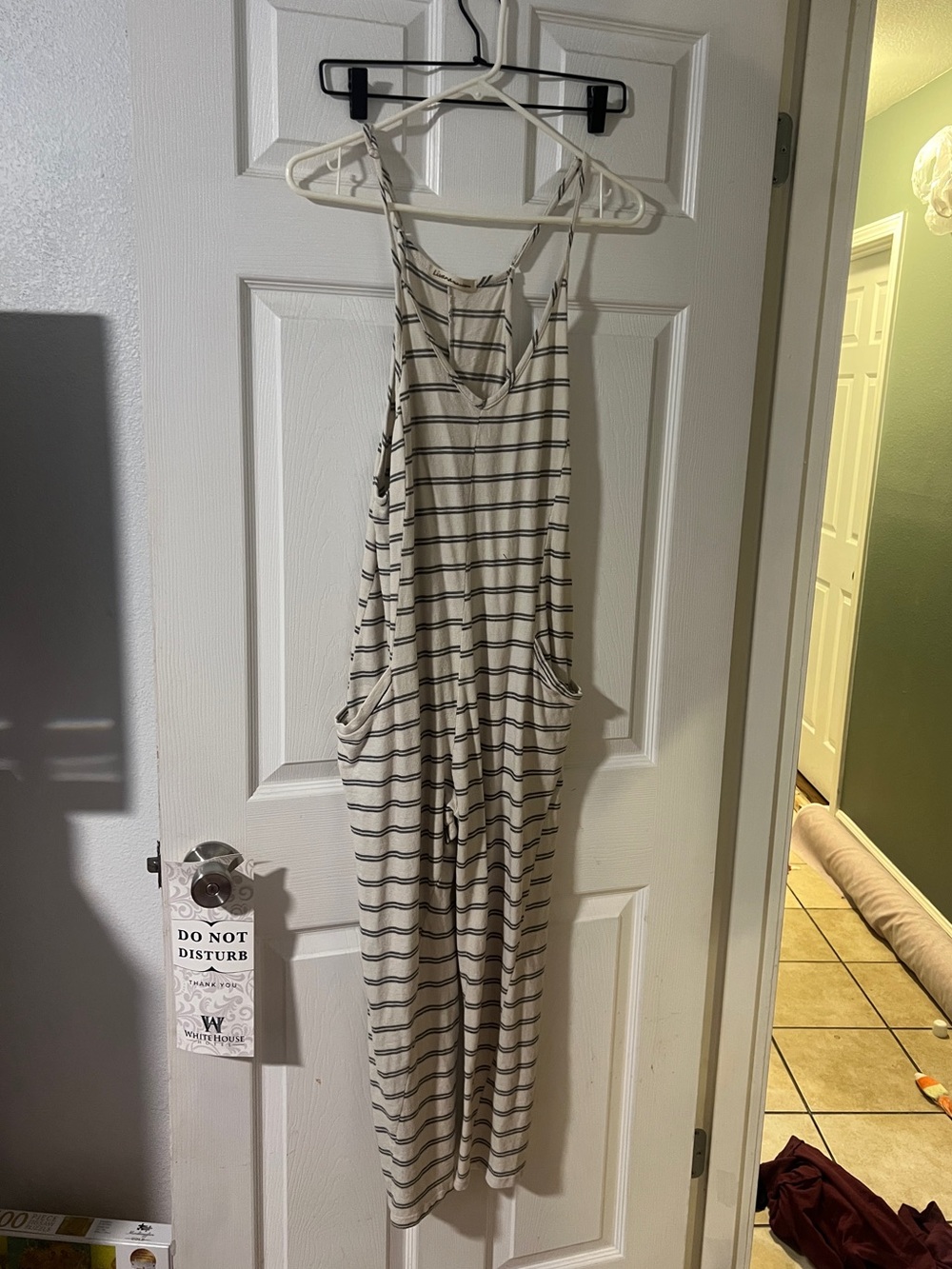 Ivory black stripe jumpsuit